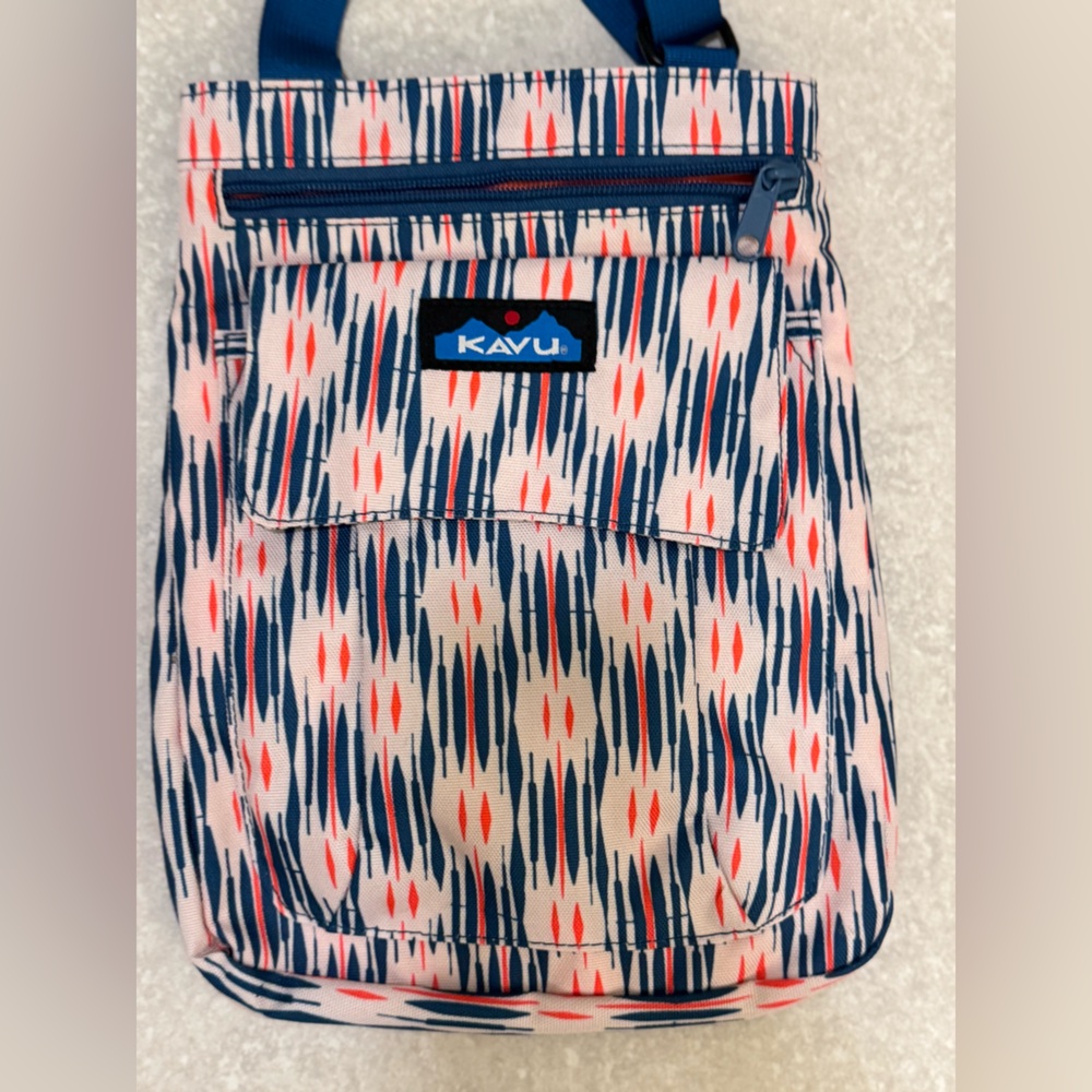 KAVU For Keeps Geometric Crossbody Bag in Orange and Blue